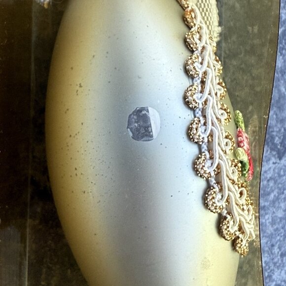 Vintage West Germany Gold Floral Glass Teardrop Christmas Ornaments 6” Set Of 2 - Picture 6 of 9